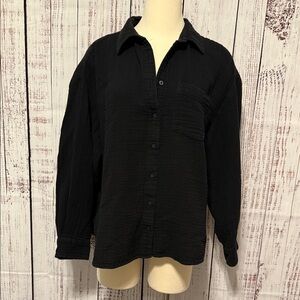 GAP Black Gauze Button-Down Shirt
